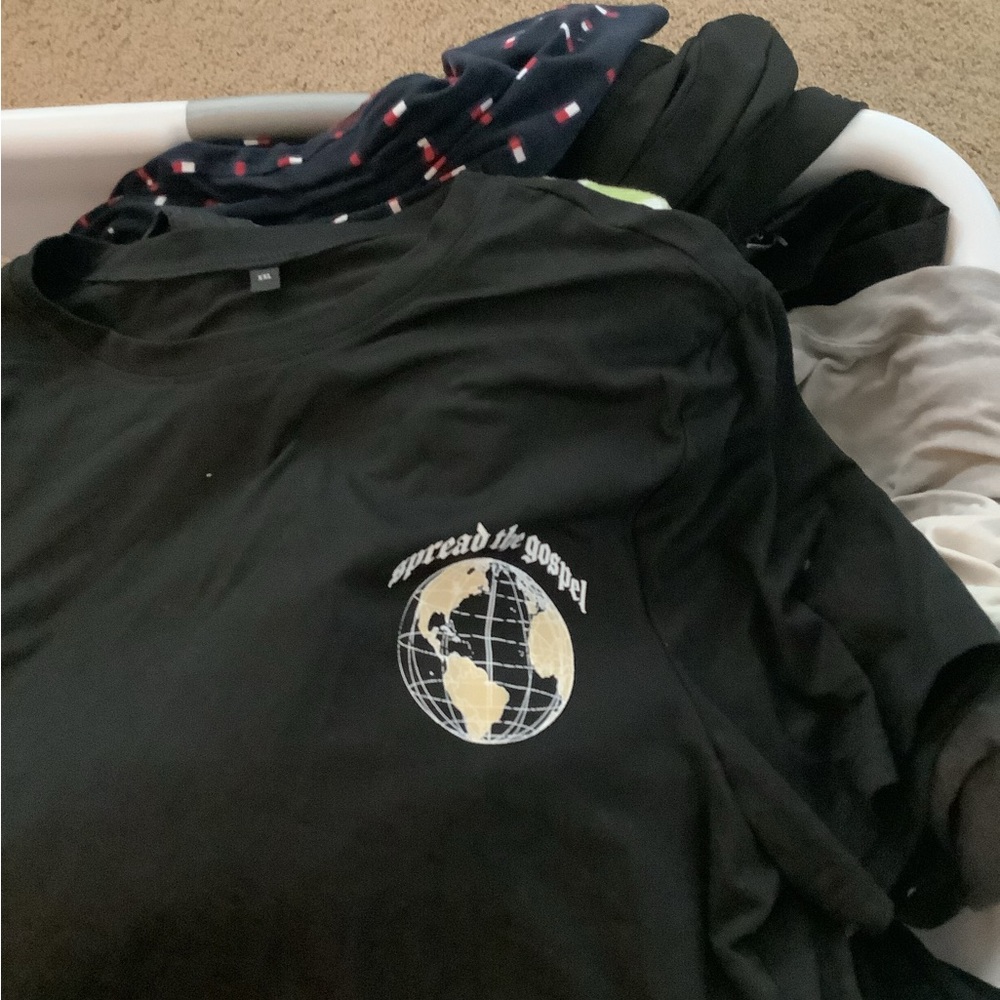 Black T-Shirt with Earth Graphic